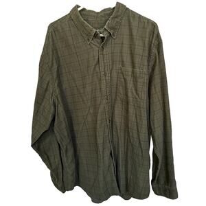 Eddie Bauer XXL Green Stripe Baumwolle (Cotton) Button Up Mens Shirt READ